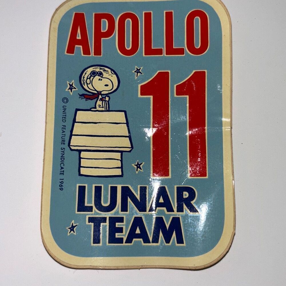 Snoopy Apollo 11 lunar team NASA sticker/decal 1969 original vitachrome